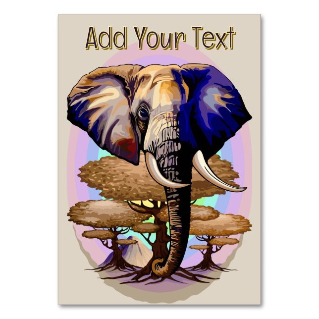 African Elephant Surreal Portrait  Table Number (Front)