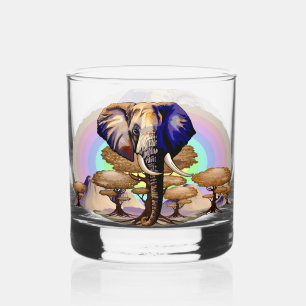 African Elephant Surreal Portrait Whiskey Glass