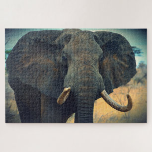 African Elephant Up Close Jigsaw Puzzle