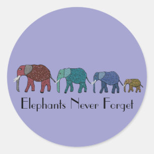 African Elephant Walk Classic Round Sticker