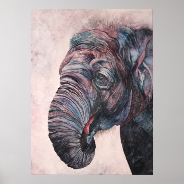 African Elephant Watercolor Canvas Print (Front)