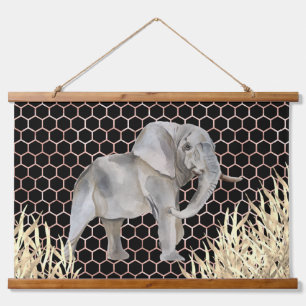 African Elephant Watercolor Hanging Tapestry