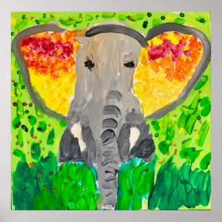 African elephant watercolour poster