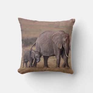 African Elephant with Baby Cushion