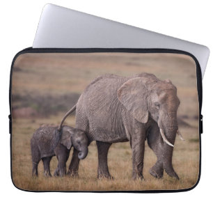 African Elephant with Baby Laptop Sleeve