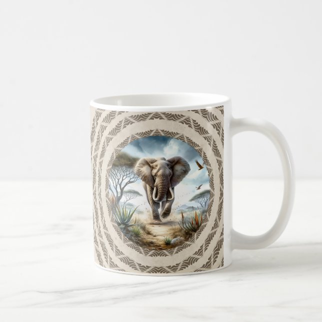 African Elephant With Pattern Coffee Mug (Right)