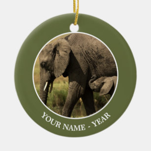 African Elephants Ceramic Tree Decoration