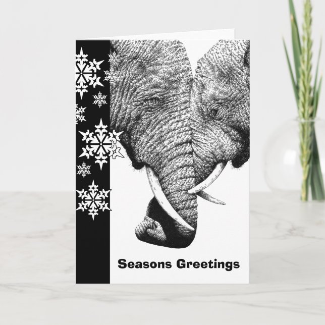 African Elephants Christmas Card (Front)