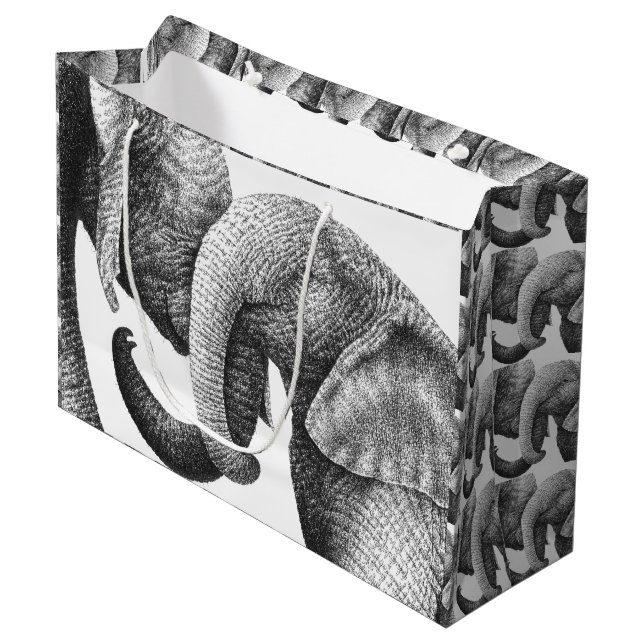 African Elephants Large Gift Bag (Front Angled)