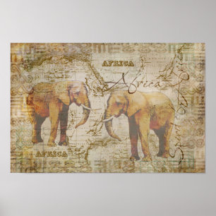 African Elephants Poster