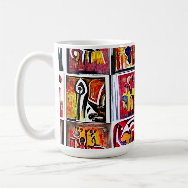 African Ethnic Art Abstract Painting Coffee Mug (Left)