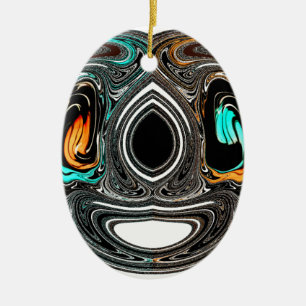African Ethnic Doodle Zebra textured Art Print Ceramic Tree Decoration