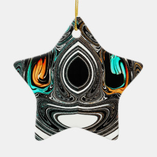 African Ethnic Doodle Zebra textured Art Print Ceramic Tree Decoration