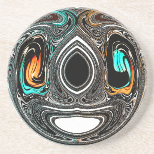 African Ethnic Doodle Zebra textured Art Print Coaster