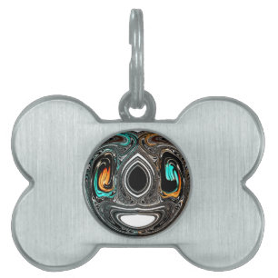 African Ethnic Doodle Zebra textured Art Print Pet ID Tag