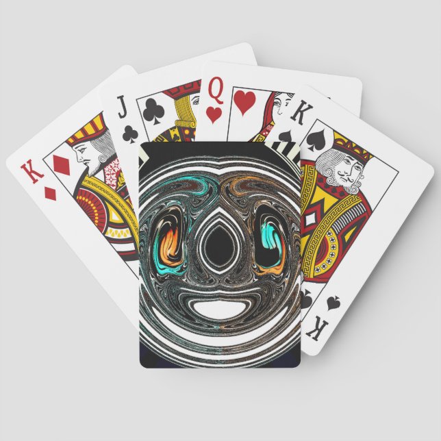 African Ethnic Doodle Zebra textured Art Print Playing Cards (Back)