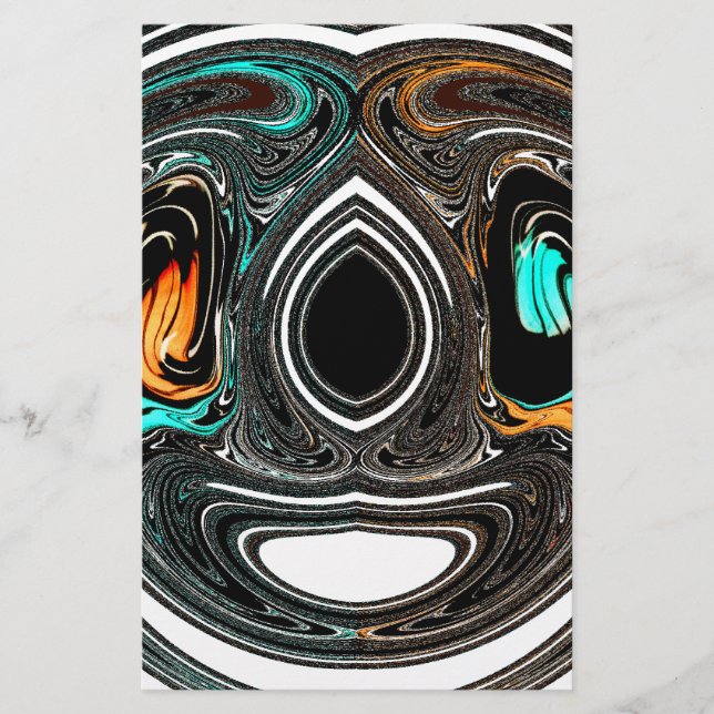 African Ethnic Doodle Zebra textured Art Print Stationery (Front)