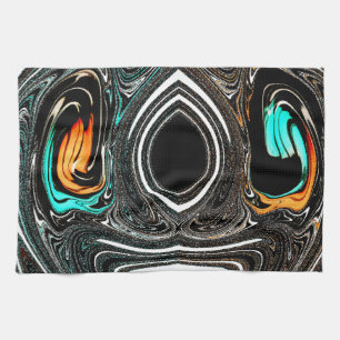 African Ethnic Doodle Zebra textured Art Print Tea Towel