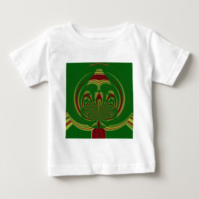 African Ethnic Green Floral Motif Pattern Design Baby T-Shirt (Front)
