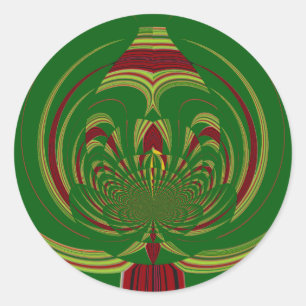 African Ethnic Green Floral Motif Pattern Design Classic Round Sticker