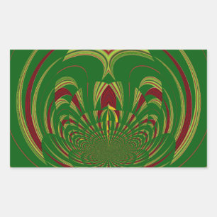 African Ethnic Green Floral Motif Pattern Design Rectangular Sticker