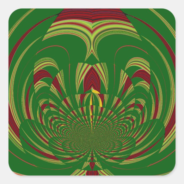 African Ethnic Green Floral Motif Pattern Design Square Sticker (Front)