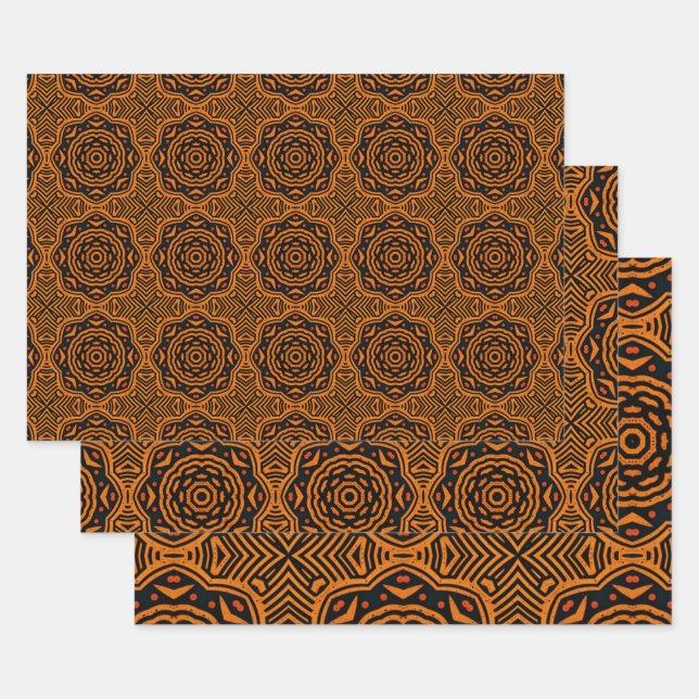 African Ethnic Inspired Pattern No6 Wrapping Paper Sheet (Set)