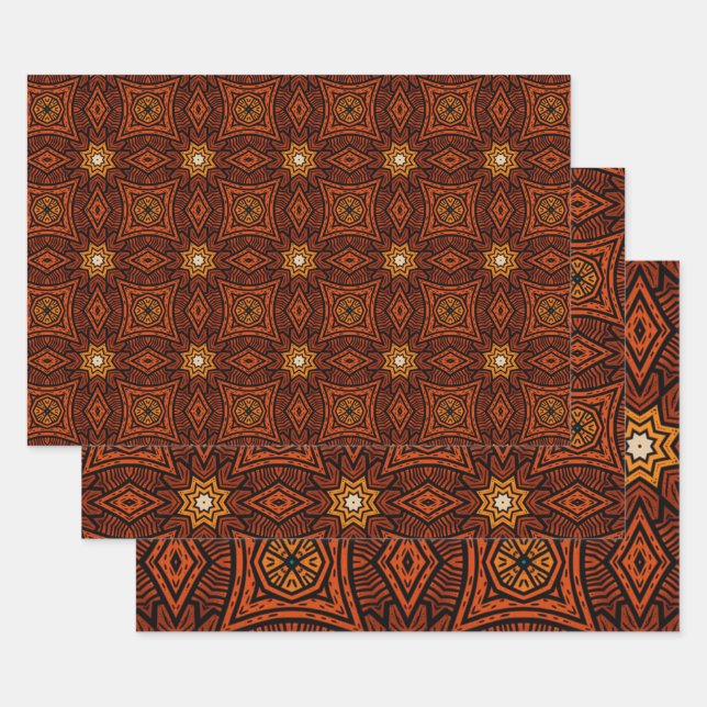 African Ethnic Inspired Pattern No8 Wrapping Paper Sheet (Set)