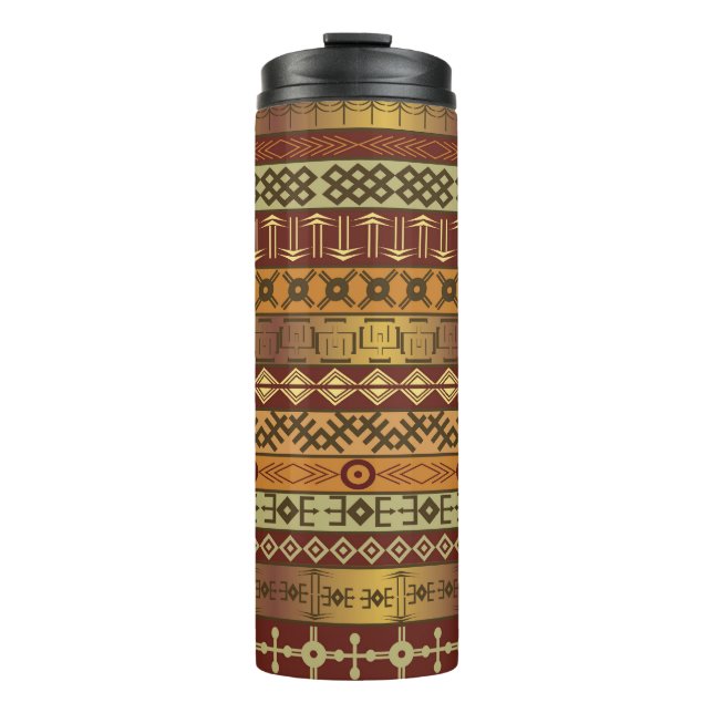 African ethnic motifs, ornamental background. thermal tumbler (Front)