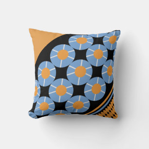 African Ethnic Orange Pattern Mix Throw Pillow