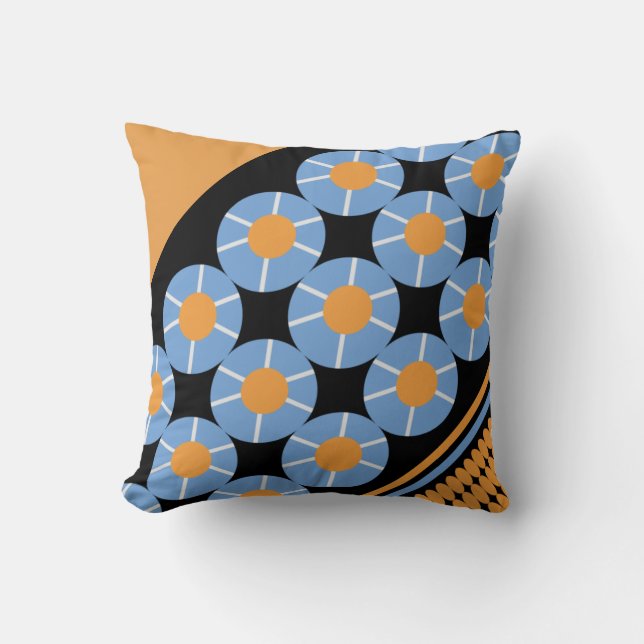 African Ethnic Orange Pattern Mix Throw Pillow (Front)
