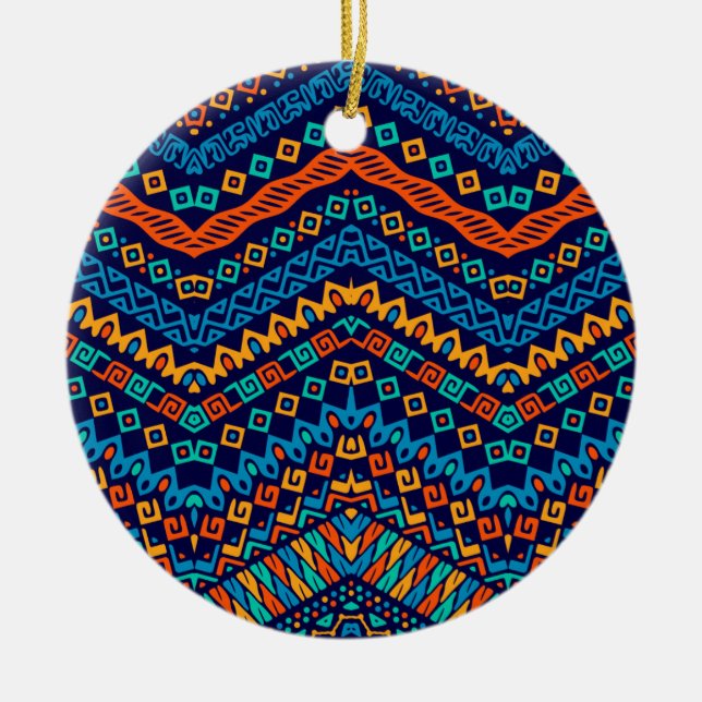African ethnic pattern funky colours ceramic ornament (Front)