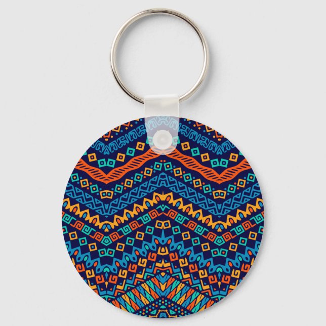 African ethnic pattern funky colours key ring (Front)