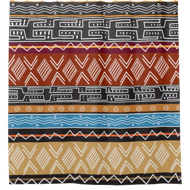 African Ethnic Pattern Mix Shower Curtain (Front)
