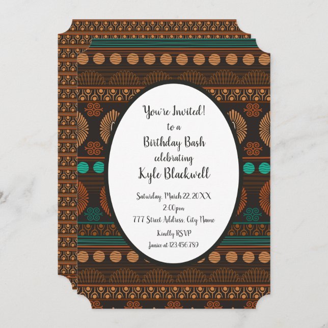 African Ethnic Print Birthday Invitation (Front/Back)