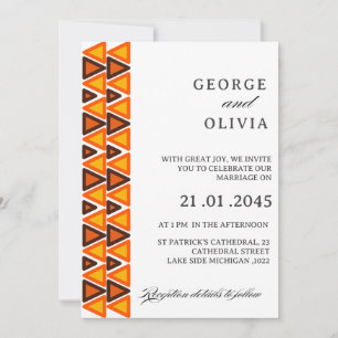 African Ethnic Seamless Pattern Wedding Invitation