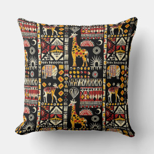 African ethnic traditional ornament, tribal patter cushion