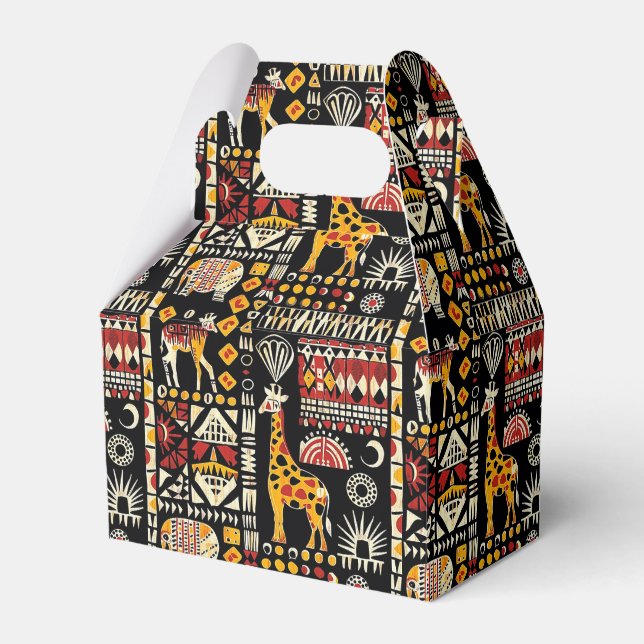 African ethnic traditional ornament, tribal patter favour box (Front Side)