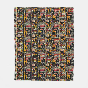 African ethnic traditional ornament, tribal patter fleece blanket