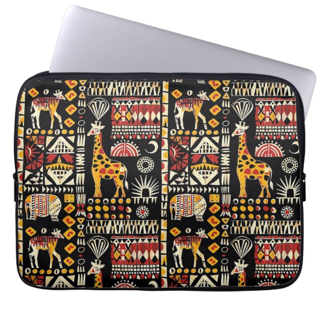 African ethnic traditional ornament, tribal patter laptop sleeve (Front)