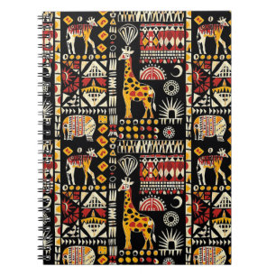African ethnic traditional ornament, tribal patter notebook