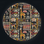 African ethnic traditional ornament, tribal patter paper plate<br><div class="desc">African ethnic traditional ornament,  tribal patterns,  decor,  rock cave paintings,  mythical creatures,  animals</div>