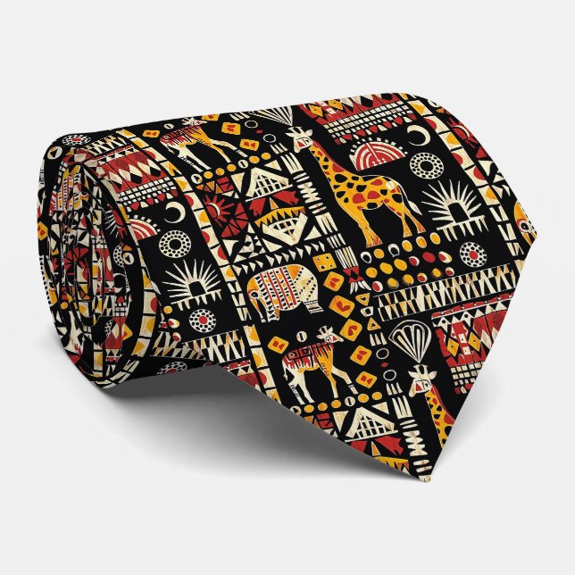 African ethnic traditional ornament, tribal patter tie (Rolled)