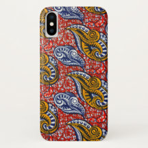 African fabric iPhone case red floral