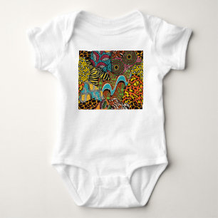 African Fabric: Wild Animal Patchwork. Baby Bodysuit