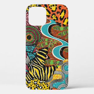 African Fabric: Wild Animal Patchwork. iPhone 12 Case