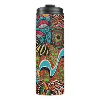 African Fabric: Wild Animal Patchwork. Thermal Tumbler