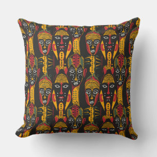 African Faces Throw Pillow