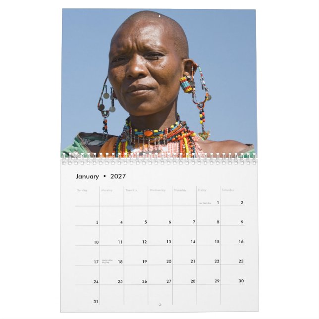 African Faces Wall Calendar (Jan 2027)