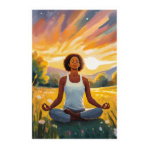 African field Yoga at sunset